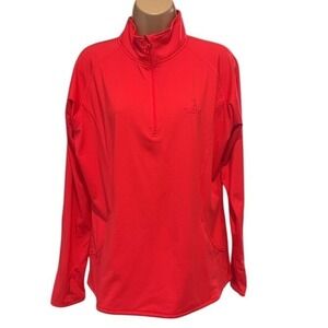 Divots Women L Coral Pink Quarter Zip Golf Pullover Arcadia Shores Thumbholes